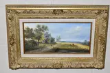 A modern 19th century style landscape by Johnny Gaston, oil on wood, sold Oct 2023