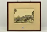 A village among trees by George Clausen, mixed media on paper, sold Oct 2023