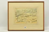 Study for stainsforth in ribblesdale by John Alfred Haggis, 1950, mixed media on paper, sold Oct 2023