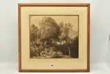 Figures in a woodland glade by William Havell, ink, sold Oct 2023