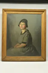 A seated portrait of a female figure by John Wheatley, oil on canvas, sold Oct 2023