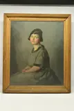 A seated portrait of a female figure by John Wheatley, oil on canvas, sold Oct 2023