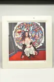 'anna navas in front of the last judgement mural by Robert Lenkiewicz, print on paper, sold Oct 2023