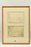 The first depicts a river landscape by Anthony Devis, pencil, sold Oct 2023