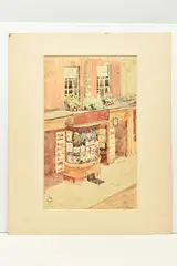 Shop front study by Francis Edward James, watercolour on paper, sold Oct 2023