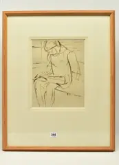 Study of a seated girl by Frank Dobson, ink on paper, sold Oct 2023