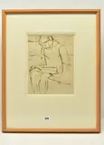 Study of a seated girl by Frank Dobson, ink on paper, sold Oct 2023