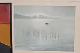 Fishing boat and reeds by Ronald Wong, oil on canvas, sold Oct 2023