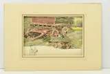 Study for horse carts by Claude Hayes, watercolour and pencil on paper, sold Oct 2023