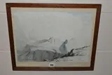 Scafell emerging from a shower by William Heaton Cooper, drawing, sold Oct 2023
