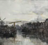 View of a port by Jan Hendrik van Mastenbroek, Watercolour heightened with bodycolour, sold Mar 2024