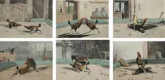 Cockfighting by Newton Smith Fielding, etching and aquatint, sold Mar 2024