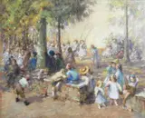 The village fête Signed J H J White by Josephine H. J. White, Pastel, offered Dec 2023
