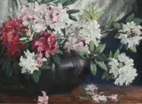 Still life with rhododendrons Signed Nina Hill by Nina Hill, Oil on canvas, sold Dec 2023