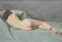 Reclining female nude Signed P by Paul Sieffert, Oil on canvas, sold Dec 2023