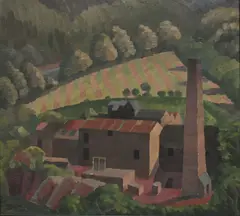 Brickworks near Plymouth Signed Allinson by Adrian Allinson, Oil on board, sold Dec 2023