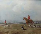 Portrait of Bill Scott of the Portman Hunt on horseback in a landscape by Raoul Millais, Oil on canvas, offered Dec 2023