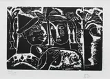 Café Signed with initials and numbered 35/45 EB by Edward Burra, Woodcut, from the, sold Dec 2023