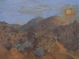 Landscape on Aigina by David Hutter, Oil on board, sold Dec 2023