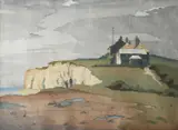 The Coastguards Station Signed and inscribed THE COASTGUARDS STATION by Eric Slater, Woodcut, sold Dec 2023