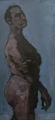 Study of a male nude by Robyn Denny, Oil on board, sold Dec 2023