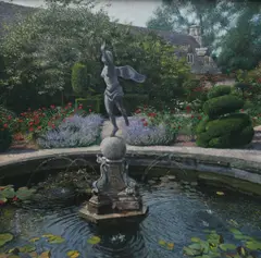 The fountain Signed Sanders by Christopher Sanders, Oil on canvas, sold Dec 2023