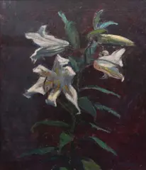 Lilies Signed Sanders by Christopher Sanders, Oil on canvas, sold Dec 2023