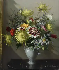 Still life of arranged flowers Signed Vernon Ward by Vernon Ward, Oil on canvas, sold Dec 2023