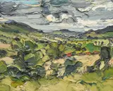Green Trees and Fields in the Loxton Valley Oil by Edward Beale, Oil on panel, sold Dec 2023
