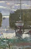 Mousehole Harbour Signed Ken Howard by Ken Howard, Oil on board, sold Dec 2023