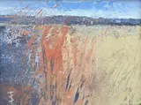 Edge of a cornfield by Sheila Tolley, Oil on board, sold Dec 2023