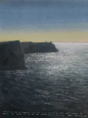 Sunset over the Cliffs of Moher Signed by Robin Armstrong, Pastel, sold Dec 2023