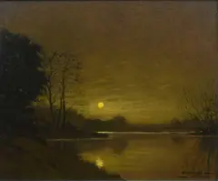 Moonlight on The Boyne Signed PADRAIG/LYNCH by Padraig Lynch, Oil on canvas laid on board, offered Dec 2023