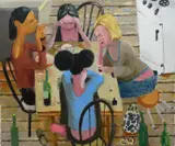 Girls Night In Signed with initials CW by Charles Williams, Oil on canvas, sold Dec 2023