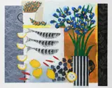 Iris and Fish Signed by Relton Marine, Mixed media on paper, sold Dec 2023