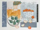 Oranges and Pears Signed by Relton Marine, Mixed media on paper, sold Dec 2023