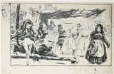 Study of a Russian market Signed E by Eric Kennington, Pen and black ink within black framing lines, sold Dec 2023