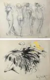 Studies of a female nude from behind by Louis Icart, charcoal and pastel, sold Dec 2023