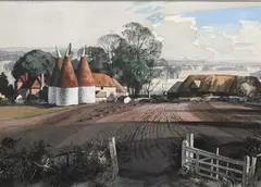 Sepham Barn by Rowland Hilder, Pen and black ink, and watercolour, sold Dec 2023