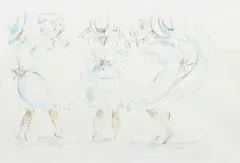 Playing with baby Signed and dated C by Charlie Mackesy, Pencil and watercolour, offered Dec 2023