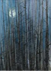 Birch Stand by Robin Armstrong, Pastel and watercolour, sold Dec 2023