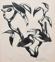 Toucans by Robert Gibbings, Wood engraving, sold Dec 2023