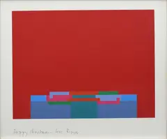 Untitled Inscribed Happy Christmas - love Robyn by Robyn Denny, Screenprint, sold Dec 2023