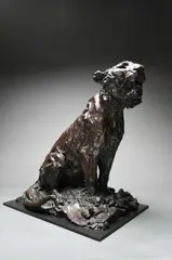 Seated Tigress Signed by Jonathan Kenworthy, Bronze with a dark brown patina on a bronze base, sold Dec 2023