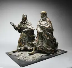 Girls Out Walking - Kabul Signed by Jonathan Kenworthy, Bronze with a brown green patina on a bronze base, sold Dec 2023