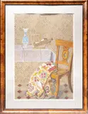 BOTTLE OF BORDEAUX DATED 1990 A Japanese still-life by Setsuko Klossowska de Rola, 1990, gouache on paper, sold Nov 2023