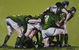 Irish Scrum Signed P Walls bottom right Oil on paper 15 by Paul Walls, Oil on paper, sold Oct 2023