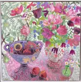 Mrs B's Tulips Signed by Karen Camkin, Oil on gesso, sold Oct 2023
