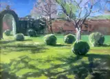 A Sculptor's Garden Signed by Binny Mathews, Oil on canvasboard, sold Oct 2023