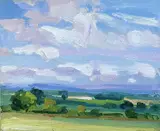 Summer Evening by Lucy Kent, Oil on panel, sold Oct 2023